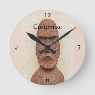 Osterinsel Moai Kopf Thunder_Cove Runde Wanduhr