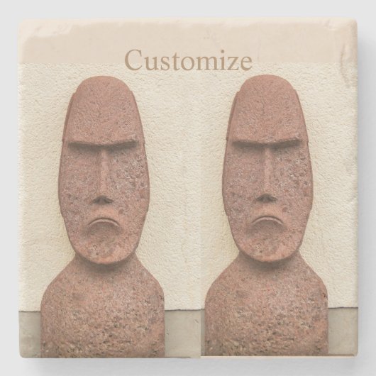 Osterinsel Moai Kopf Thunder_Cove Steinuntersetzer (Vorderseite)