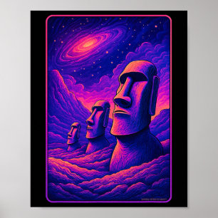 Osterinsel Moai-Köpfe - Rapa Nui Alien-Galaxie A Poster