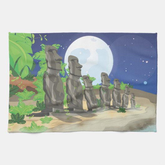 Osterinsel Moai Küchentuch (Horizontal)