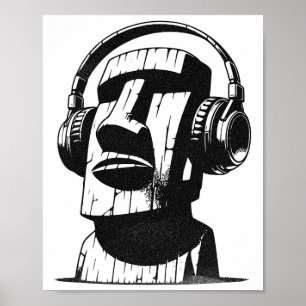 Osterinsel Moai mit Kopfhörern Poster