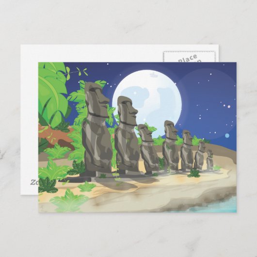 Osterinsel Moai Postkarte (Vorne/Hinten)