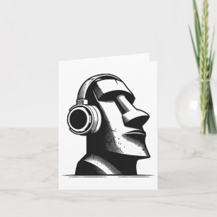 Osterinsel Moai Statue Kopfhörer Musik Lover F Karte