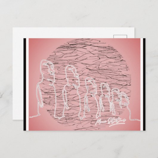 Osterinsel Moai Statue Pink Reisen Postkarte (Vorne/Hinten)