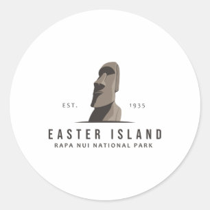Osterinsel Rapa Nui Nationalpark Emblem Vintag Runder Aufkleber