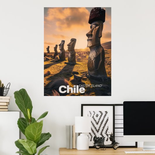 Osterinsel - Retro-Reise Poster (Heimbüro)