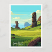 Osterinsel Vintage Darstellung Postkarte (Vorderseite)