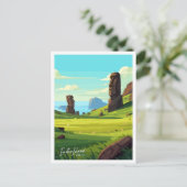 Osterinsel Vintage Darstellung Postkarte (Stehend Vorderseite)