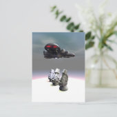 Osterinselköpfe und UFO Postkarte (Stehend Vorderseite)