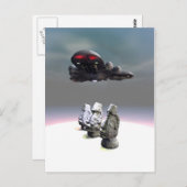 Osterinselköpfe und UFO Postkarte (Vorne/Hinten)