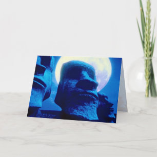 Osterinselstatue mit Mond Feiertagskarte