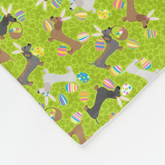 Osterische Dackel (grün) Fleecedecke (Ecke)