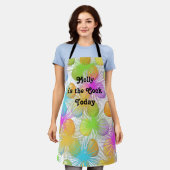 Osterische Schürze mit hellfarbenen Eiern & Burste (Getragen)