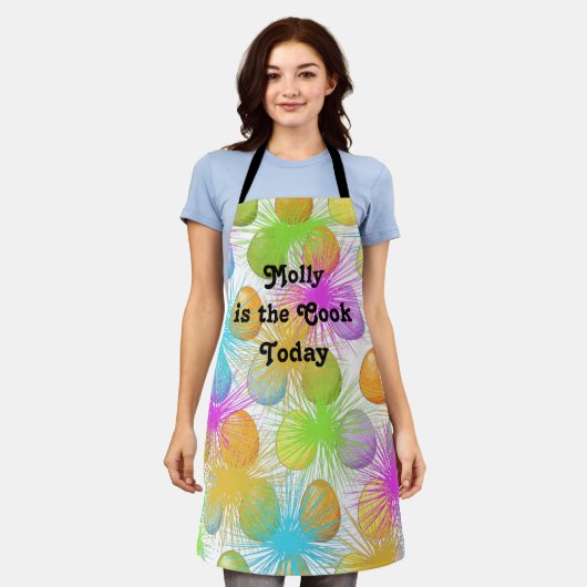 Osterische Schürze mit hellfarbenen Eiern & Burste (Getragen)