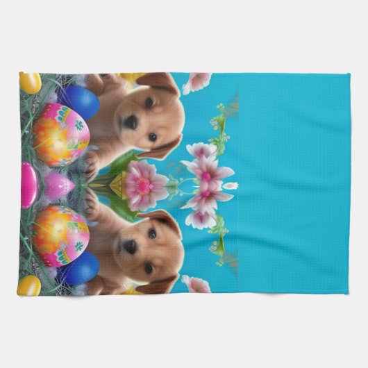 Osterjunge Blume und Eier Geschirrtuch (Horizontal)