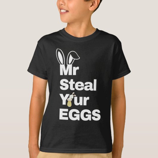 Osterjunge Kleinkinder Mr. Steal Your EGGS Funny T-Shirt (Vorderseite)