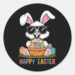 Osterjunge Mädchen Kinder Kleinkind Kaninchen Oste Runder Aufkleber