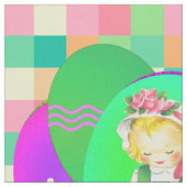 Osterjunge Vintag mit Ostereiern auf Kariert 9" Stoff (Nahaufnahme)