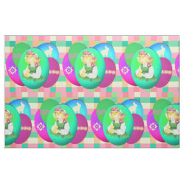 Osterjunge Vintag mit Ostereiern auf Kariert 9" Stoff