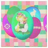 Osterjunge Vintag mit Ostereiern auf Karierten Stoff (Nahaufnahme)