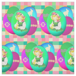 Osterjunge Vintag mit Ostereiern auf Karierten Stoff