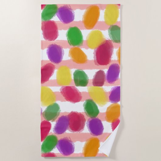 Osterkanen Rosa Streifen Strandtuch (Vorderseite)