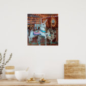 Osterkaninchen auf der Merry-Go-Runde Poster (Küche)