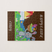 Osterkaninchen, Basket & Hauspuzzle personalisiert Puzzle (Horizontal)