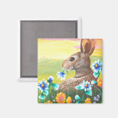 Osterkaninchen Blume Kreationarts Magnet (Vorderseite/Rückseite)