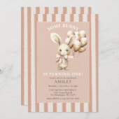 Osterkaninchen etwas sonniger erster Geburtstag Einladung (Vorne/Hinten)