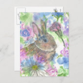 Osterkaninchen Frühlingsgarten Feiertagspostkarte (Vorne/Hinten)
