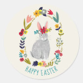 Osterkaninchen Hasen Graublütenblüte zeichnend Runder Aufkleber (Vorderseite)