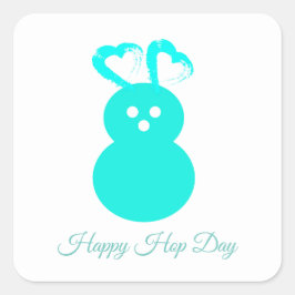 Osterkaninchen Herzsticker Happy Hop Day Quadratischer Aufkleber