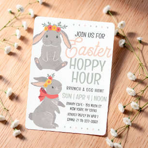 Osterkaninchen Hoppy Hour Brunch und Ei Hunt Einladung