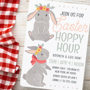 Osterkaninchen Hoppy Hour Brunch und Ei Hunt Einladung