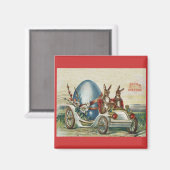 Osterkaninchen im antiken Auto Grosses blaues Ei Magnet (Vorderseite/Rückseite)