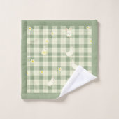 Osterkaninchen Kariertes Muster Badhandtuch Set (Waschlappen)