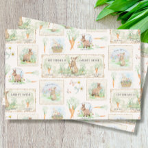 Osterkaninchen-Karottenpfanne Blumenholz-Decoupage