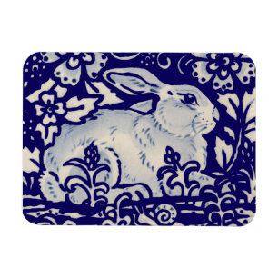 Osterkaninchen Künstlerisches Bunny Blau Weiße B Magnet