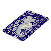 Osterkaninchen Künstlerisches Bunny Blau Weiße Blu Magnet (Linke Seite)