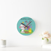 Osterkaninchen, Lamm & Küken Akryluhr. Runde Wanduhr (Zuhause)