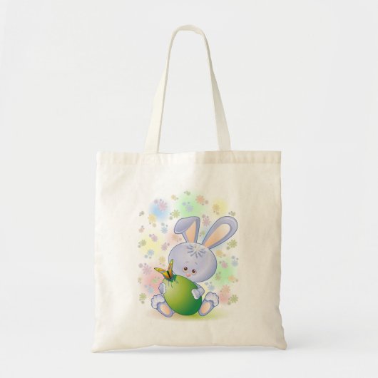 Osterkaninchen mit Ei und Blume Tragetasche (Vorne)