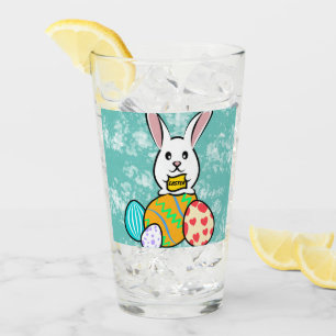 Osterkaninchen mit einem Banner auf Ostereiern Glas