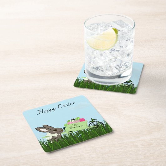 Osterkaninchen mit einer Bruchstange Eier Unterset Rechteckiger Pappuntersetzer (Vor Ort)