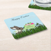 Osterkaninchen mit einer Bruchstange Eier Unterset Rechteckiger Pappuntersetzer (angewinkelt)