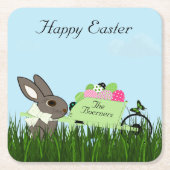 Osterkaninchen mit einer Bruchstange Eier Unterset Rechteckiger Pappuntersetzer (Vorderseite)