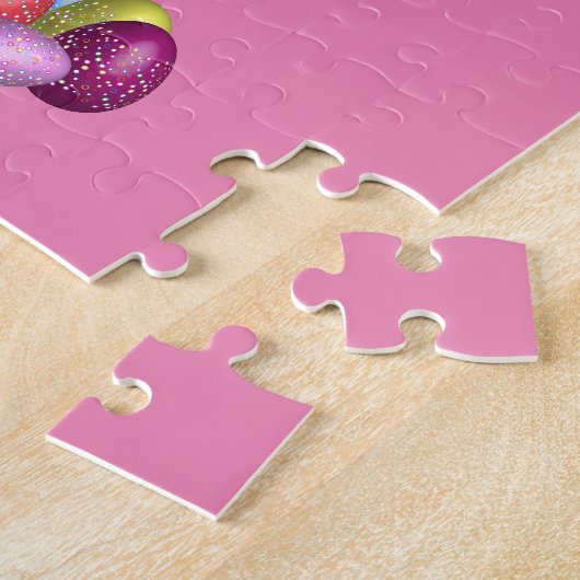 Osterkaninchen mit funkelndem Eierpuzzle. Puzzle (Seite)