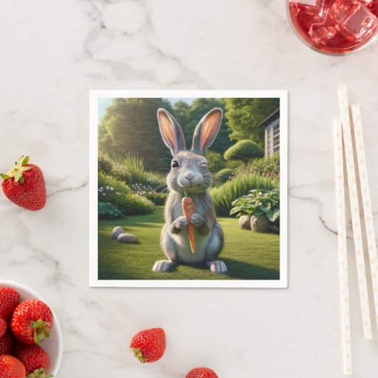 Osterkaninchen mit Karotte Serviette (Beispiel)