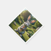 Osterkaninchen mit Karotte Serviette (Ecke)