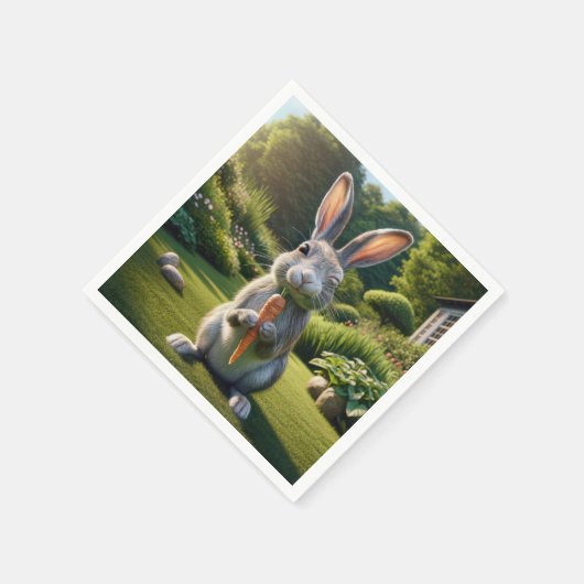 Osterkaninchen mit Karotte Serviette (Ecke)